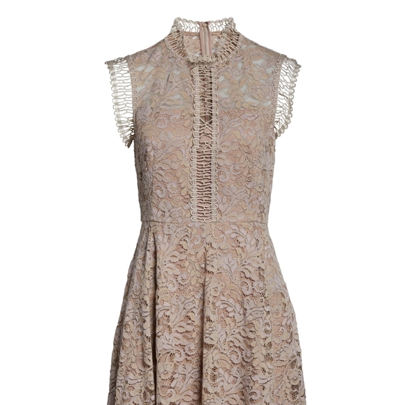 eliza j high neck lace sheath dress